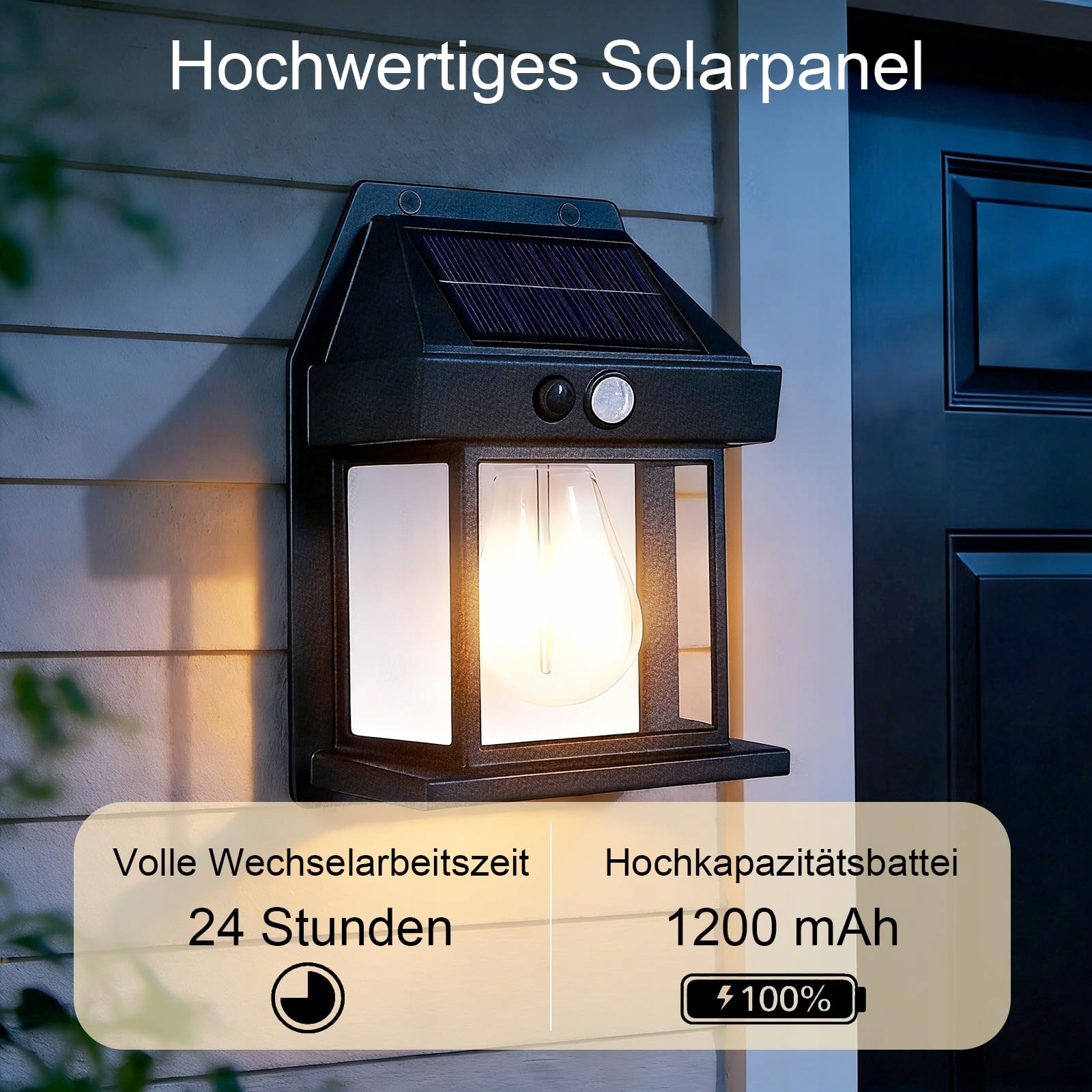 Lampa Solarna Zewnętrzna Z Czujnikiem Ruchu Wodoodporna IP65 1200mAh HQYNSS — miniatura 2