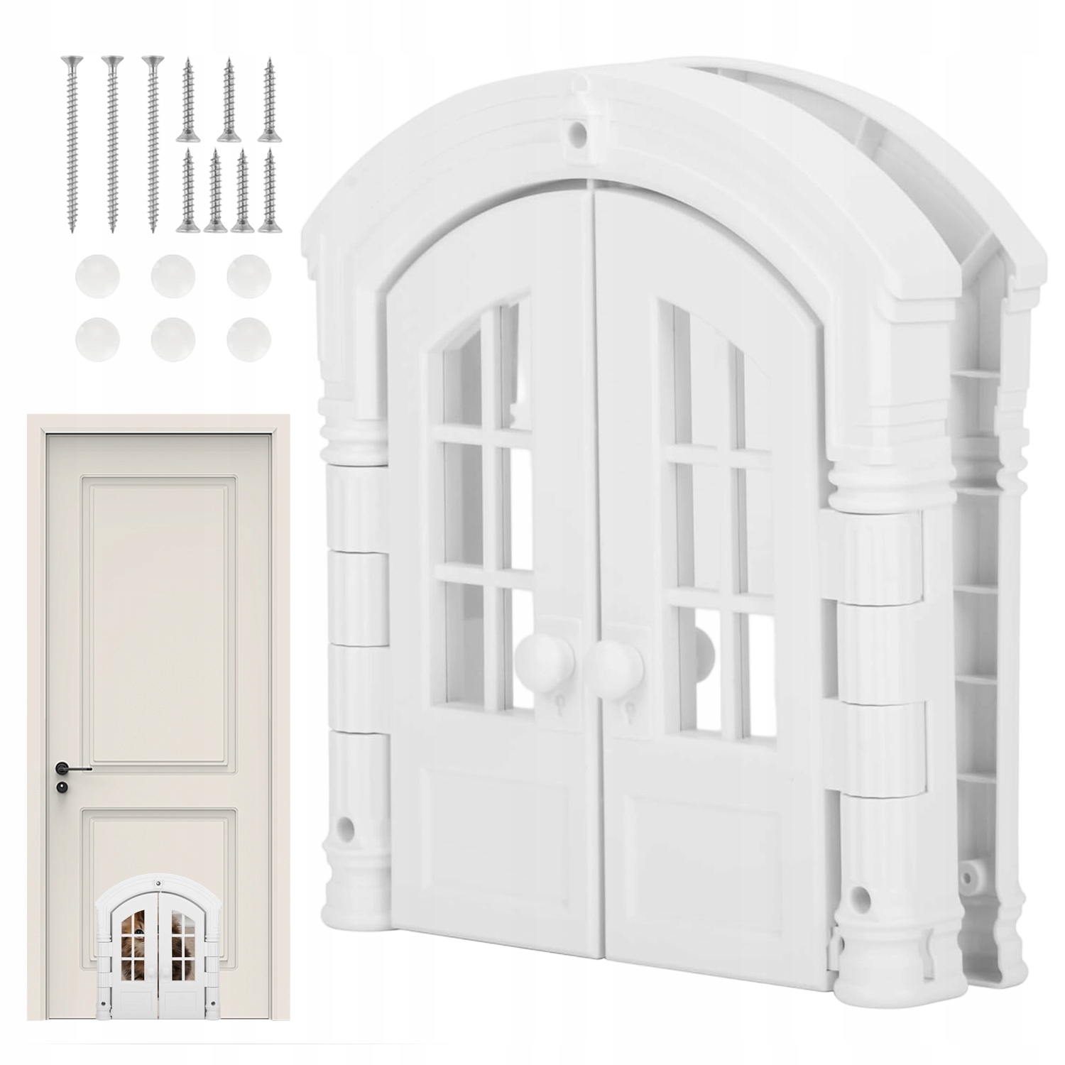 Levně Oboustranná Dvířka Pro Kočky Francouzská S Okénky Kontrola Přístupu