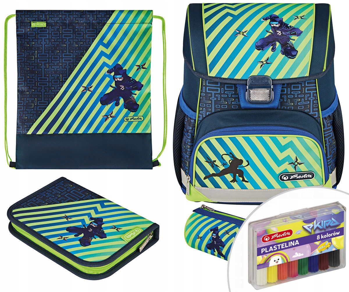 Tornister Herlitz Loop Plus Funky Ninja Zestaw 4W1