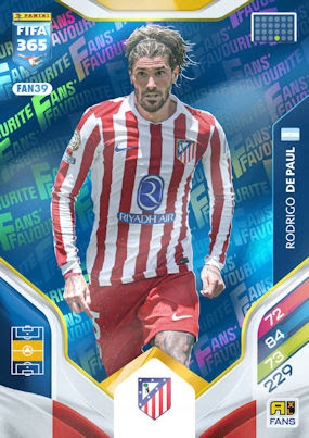 Panini Fifa 365 2026 Fans Favourite FAN39 Rodrigo De Paul Atletico Blue