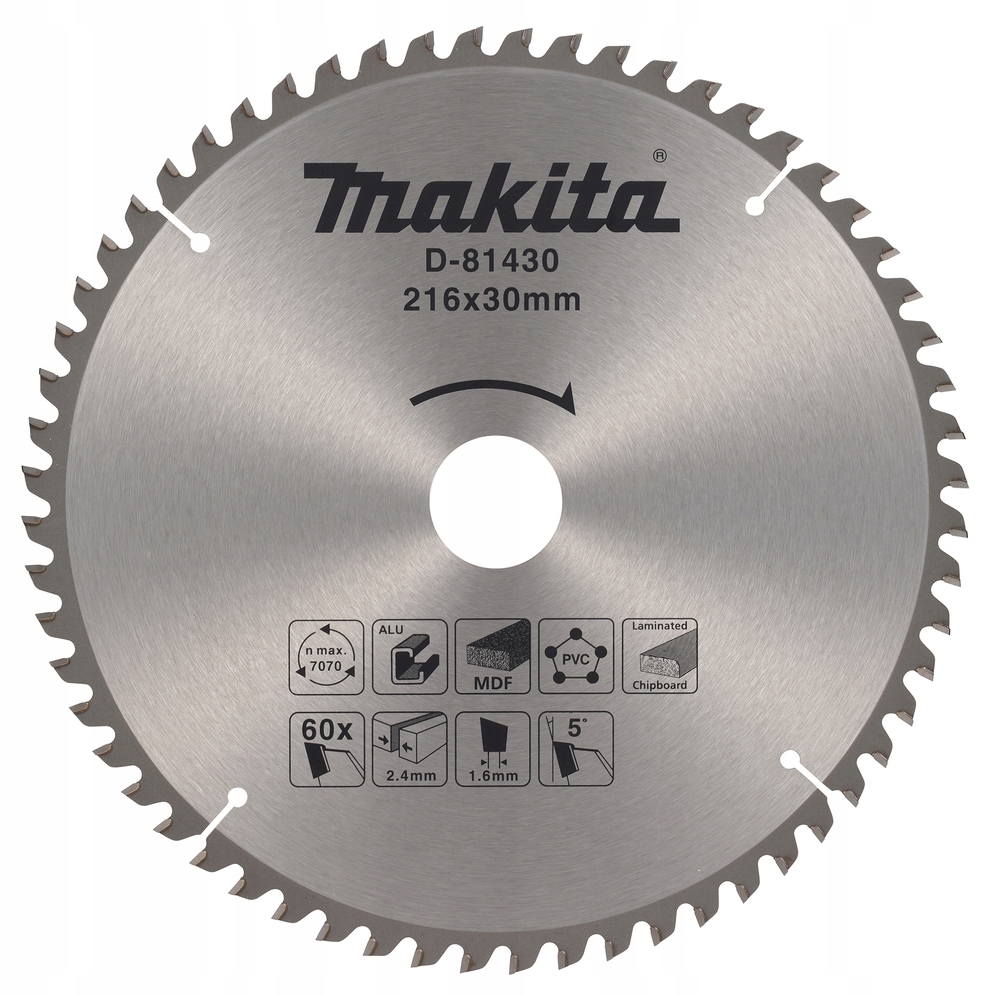 Makita D-81430 tarcza uniwersalna 216 x 30 mm do aluminium Pvc Mdf