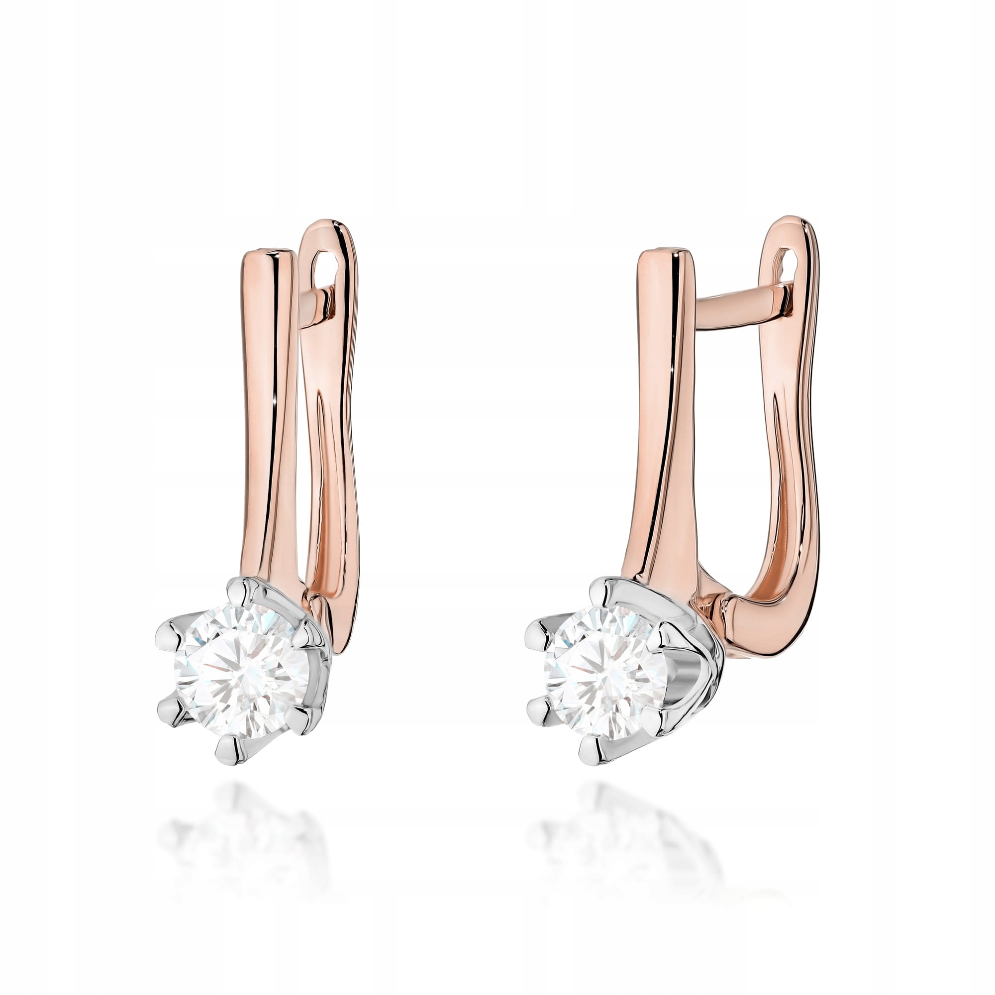 Růžové zlato 585 náušnice s brilianty 2.7 g bílé zlato s briliantem 14 kt