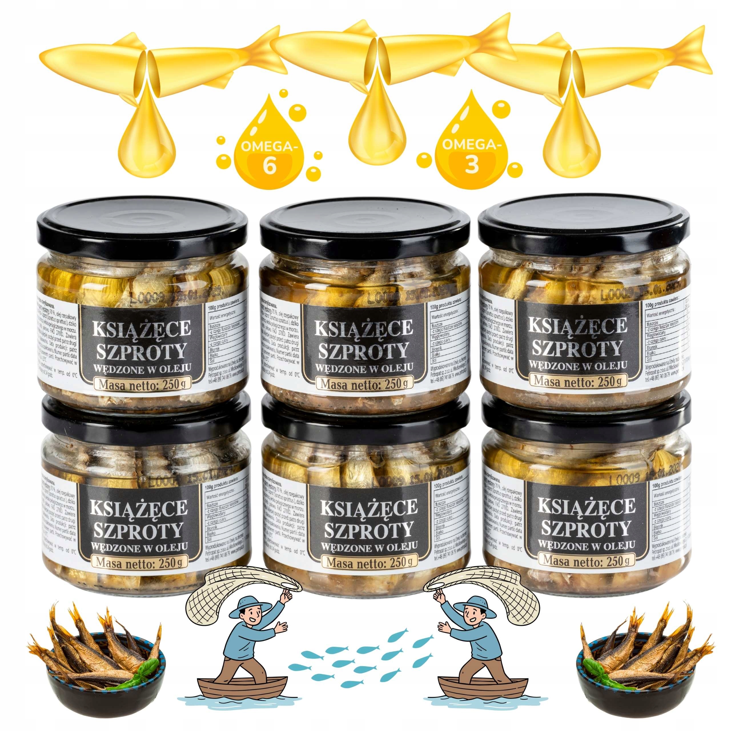 Szproty wędzone książęce w oleju Riga Gold 6 x 250g słoik szprot premium