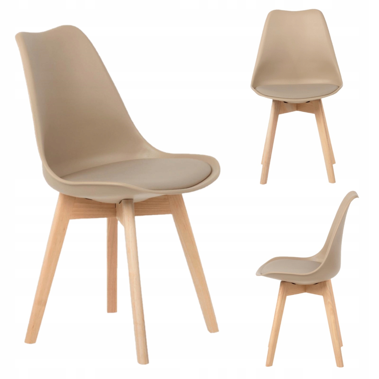 ZESTAW KRZESEŁ krzesło plastikowe KRZESŁO KUCHENNE Caffe Latte Jadalnia Głębokość mebla 49 cm