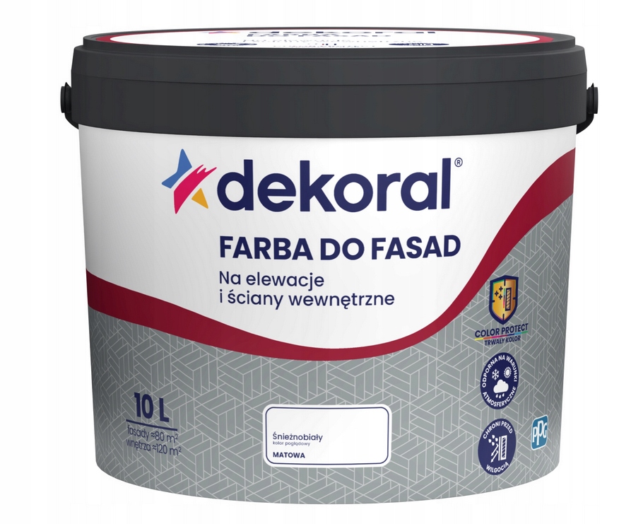 Dekoral do fasad Farba fasadowa zewnętrzna Śnieżnobiały 10L