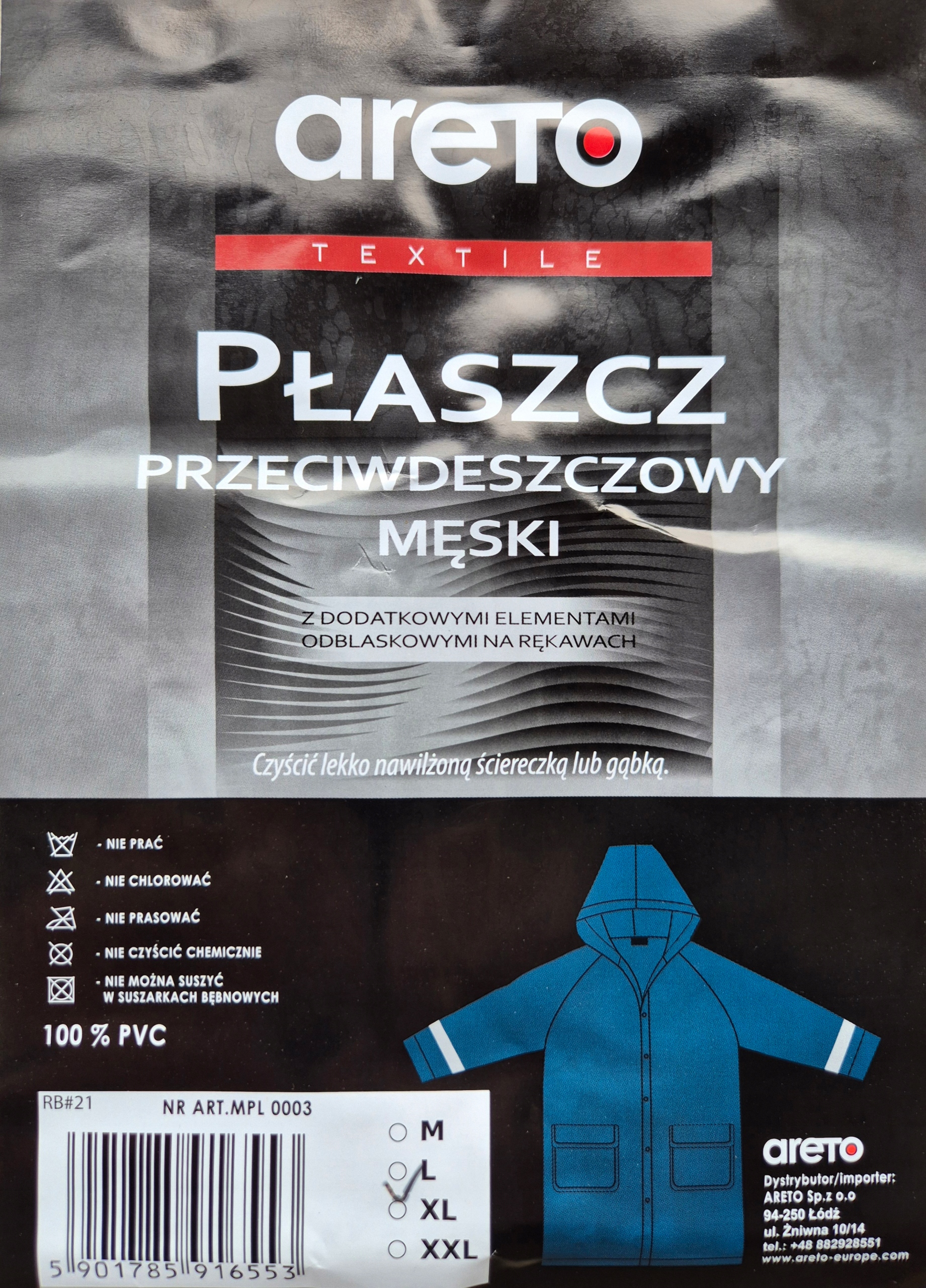 Płaszcz przeciwdeszczowy męski L Areto