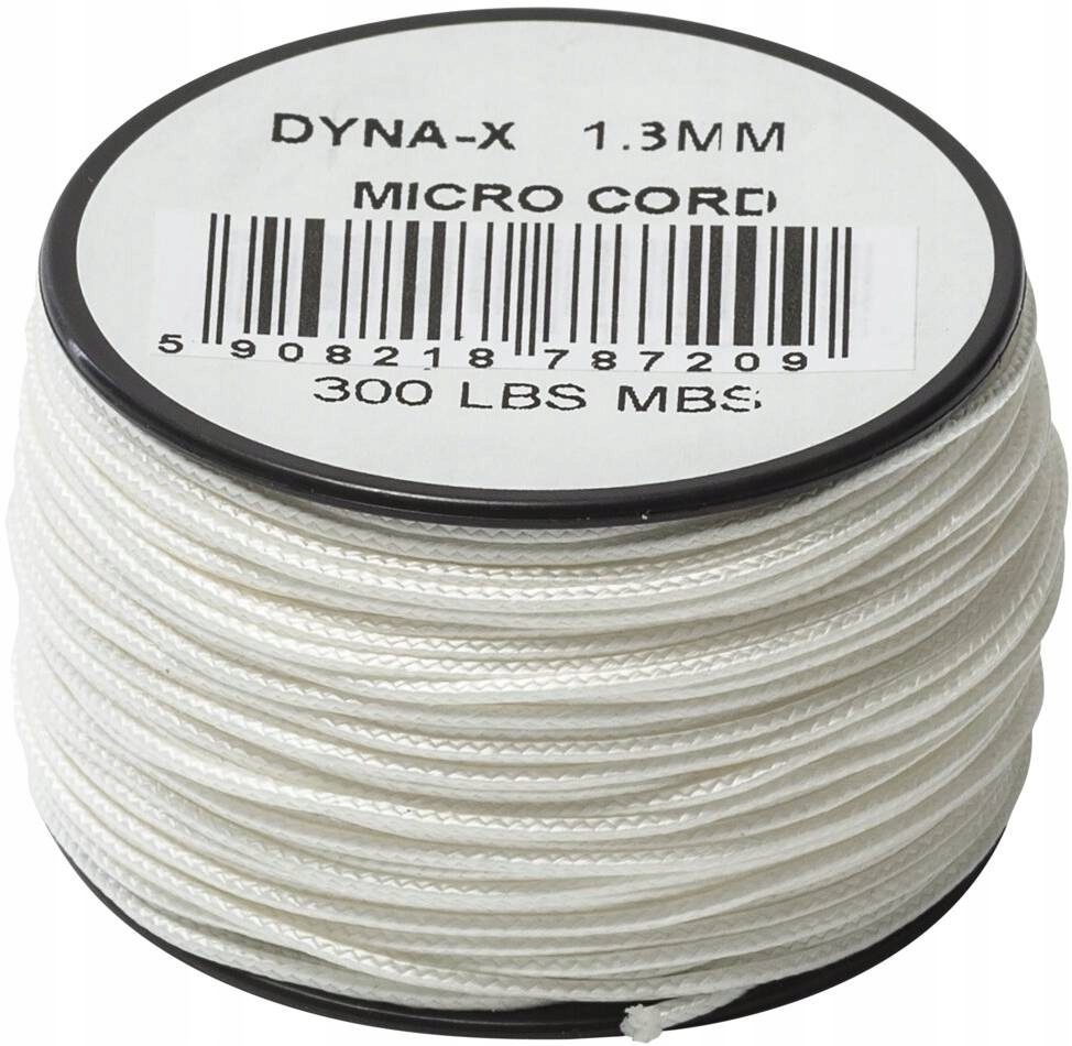 Paracord Micro Cord lanko 136 kg Dyna X 30 m na cívce Atwood Rope Usa Bílá