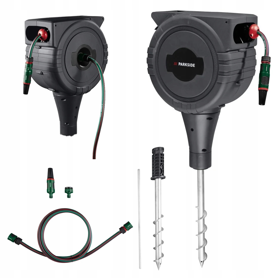 Wąż Ogrodowy Parkside 25 M Zestaw Złączki 1/2" 3/4" Bęben