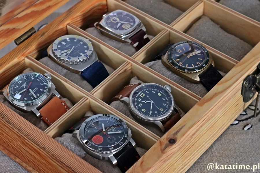 SKRZYNECZKA KASETKA PUDEŁKO BOX NA 10 ZEGARKÓW DREWNIANA ROBIONA RĘCZNIE Stan opakowania oryginalne