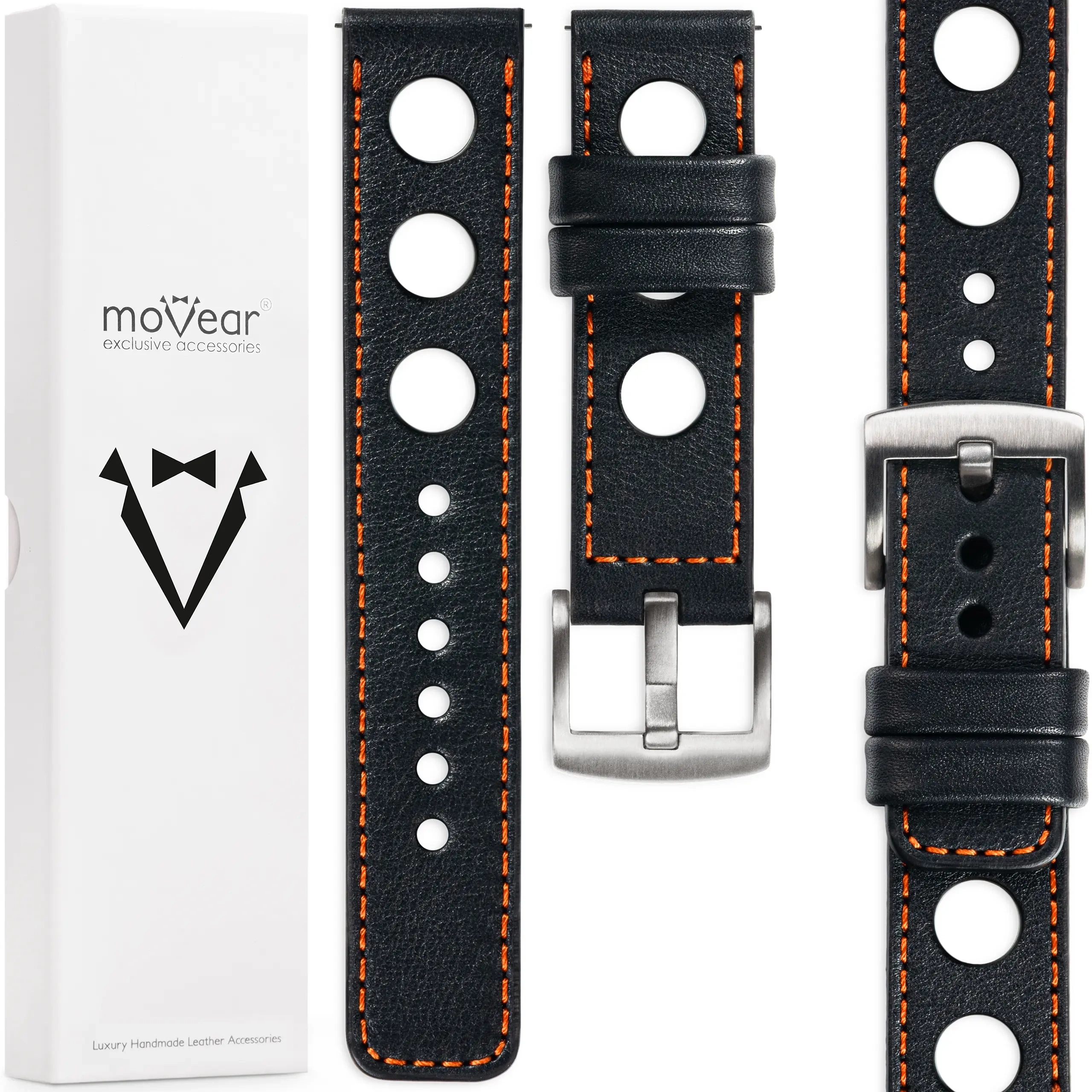 Řemínek 22 mm pro prémiové hodinky, elegantní, Polský Movear Černý