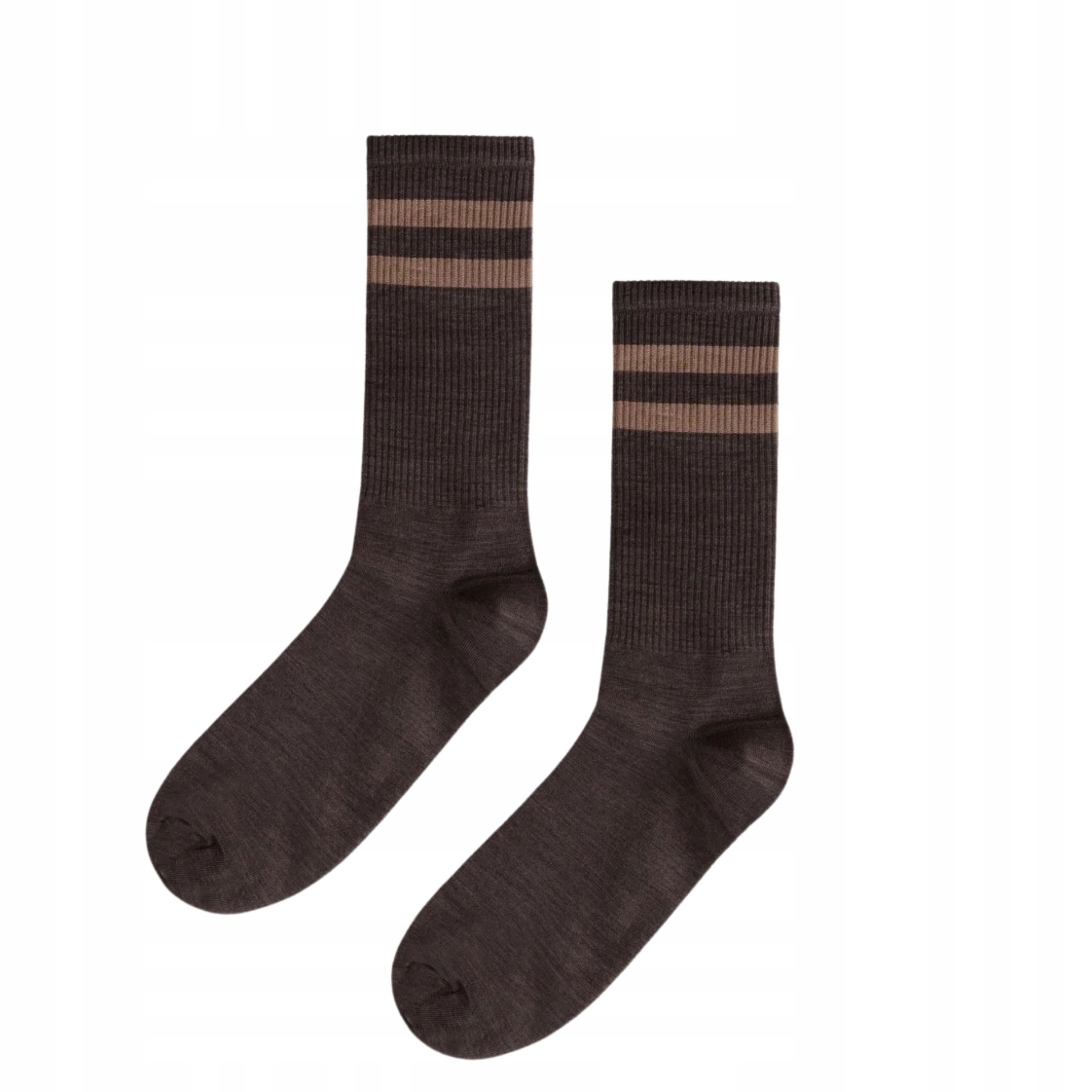 Skarpety trekkingowe merino z paskami brązowe damskie rozmiar 35-38