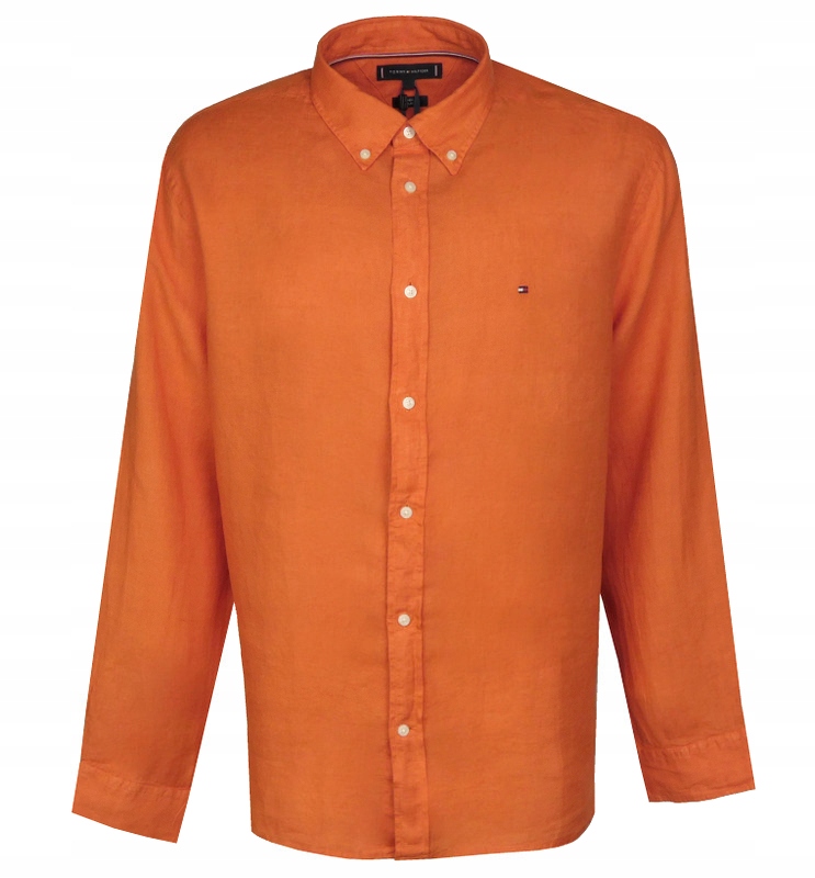 Tommy Hilfiger pánská lněná košile, oranžová, 3XL