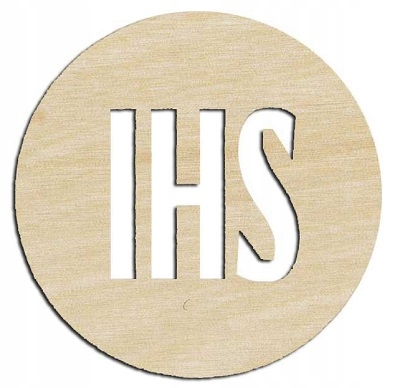 Drewniany dekor Ihs Komunia scrapki decoupage 10cm