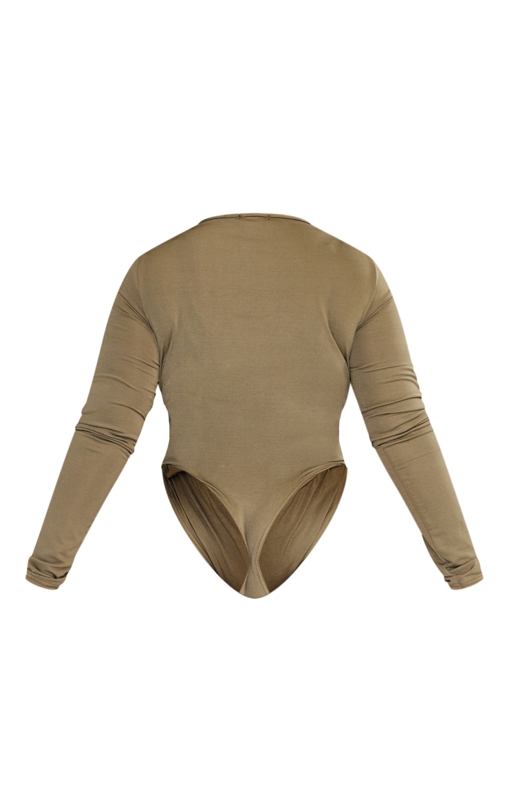 PrettyLittleThing BODY KHAKI WYCIĘCIA DŁUGI RĘKAW R.6XL K203113 Odcień khaki