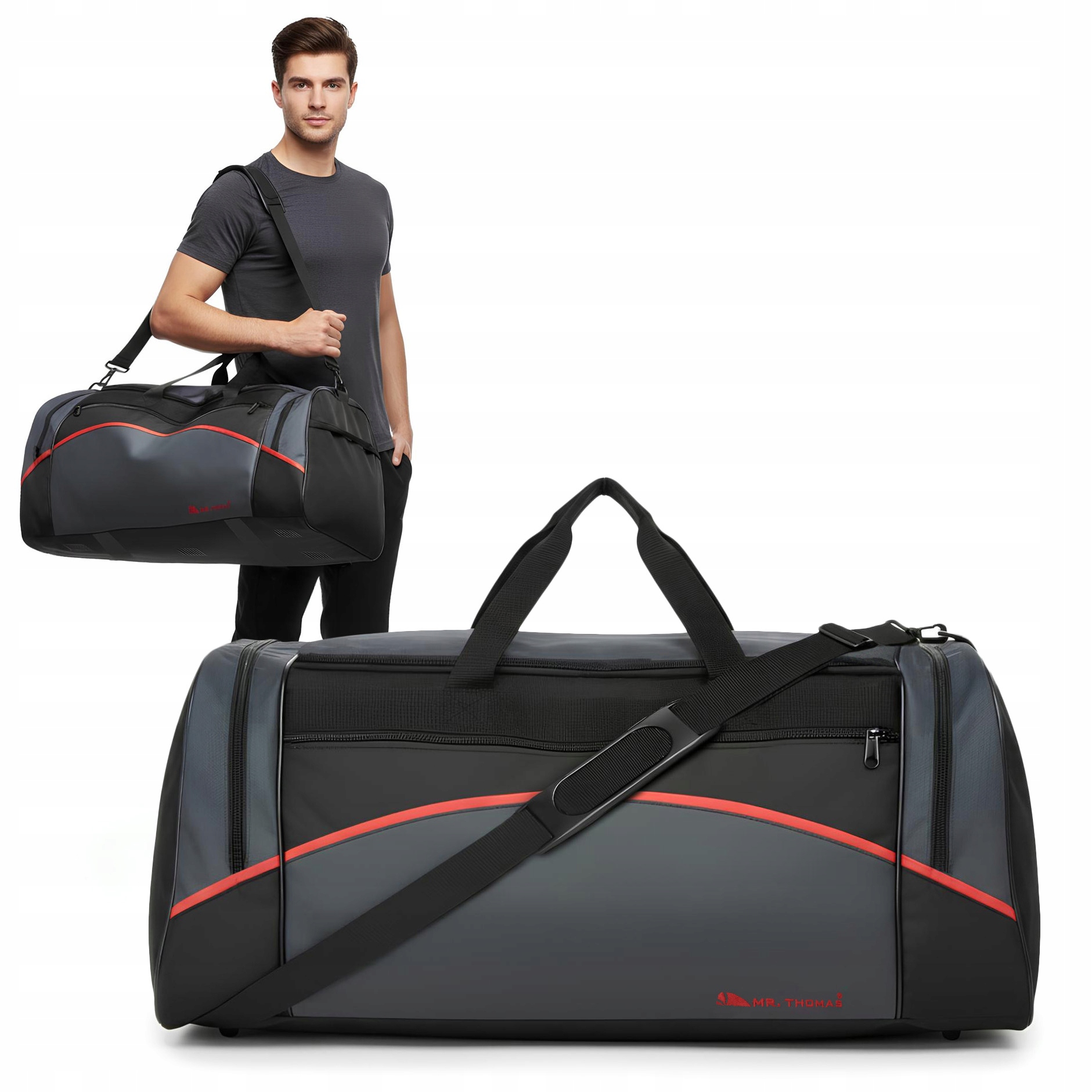 Torba Mr Thomas czarna/czerwona XL 120L