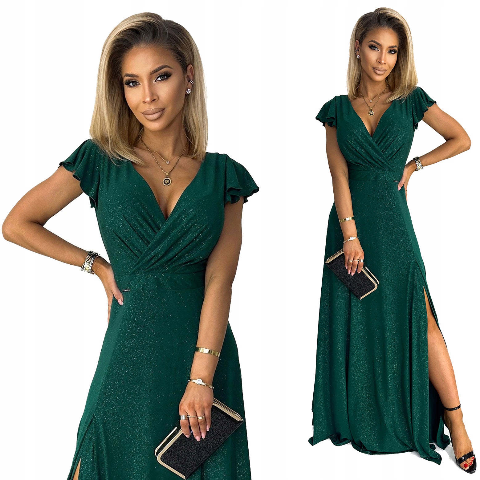 Krásná Dlouhá Plesová Maxi Sukně S Zavinovacím Výstřihem Lahvově Zelená Barva XL