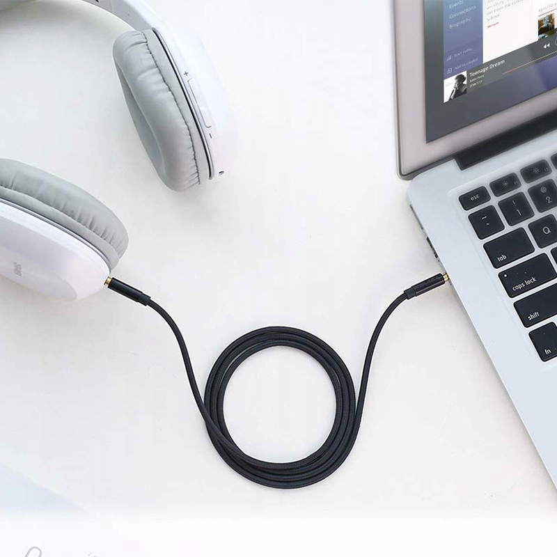 KABEL PRZEWÓD AUDIO MINI JACK 3,5MM AUX DŁUGI MOCNY WZMACNIANY NYLONOWY 1m Długość kabla 1 m