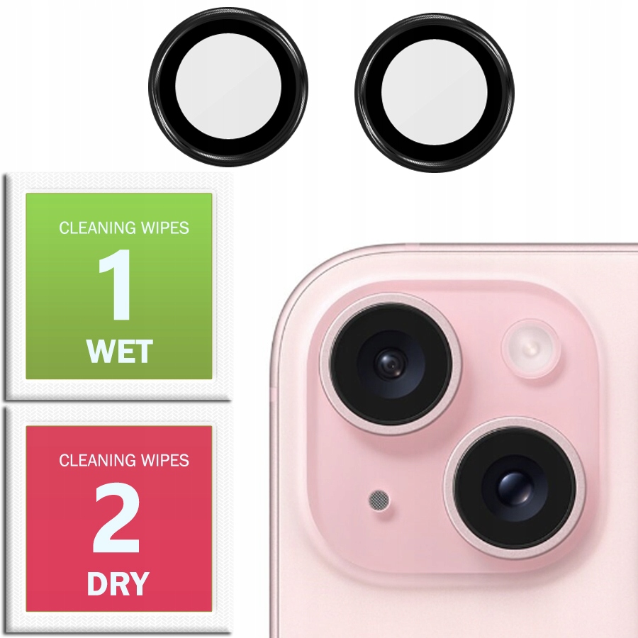 SZKŁO HARTOWANE NA APARAT DO APPLE IPHONE 15| CZARNE KÓŁECZKA