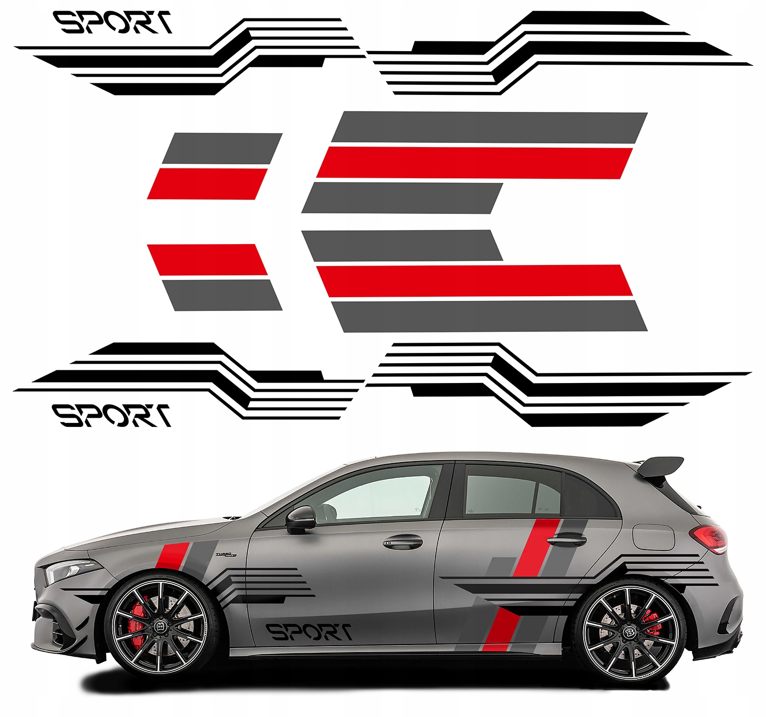 2x Nálepky Grafika na boku auta Motív Pásky Pásy Sport Linky 97x580