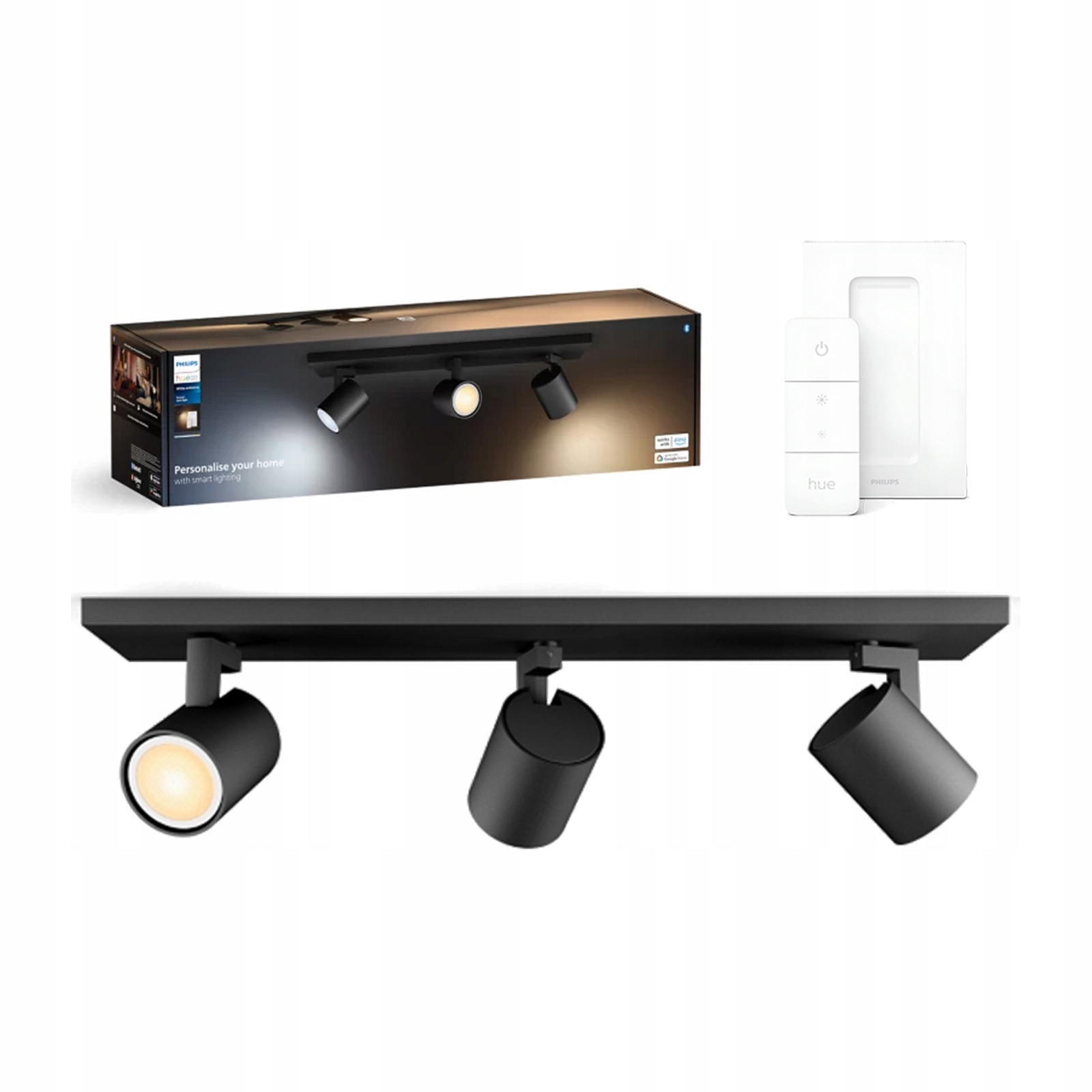 Stropná lampa Led reflektor čierna 3x 4,2W Cct Philips Hue Dimmer Switch