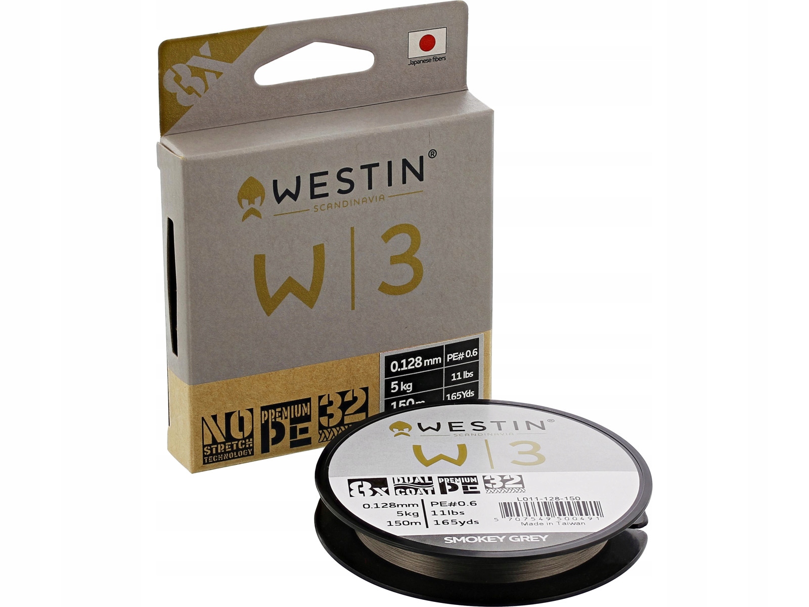 W3 8-BRAID Smokey Grey 0,165MM 150M/165YDS 7,9KG 17LBS PE1.0