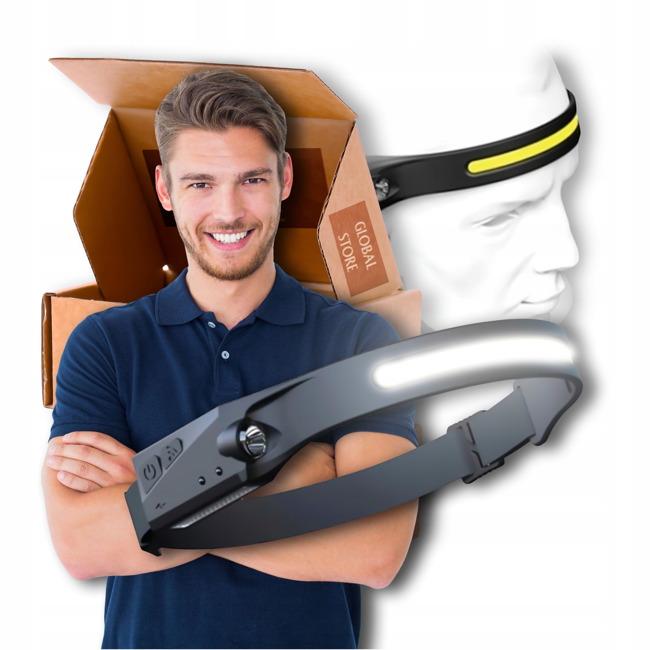 MOCNA LATARKA CZOŁOWA LED REFLEKTOR NA GŁOWĘ COB WODOODPORNA USB AKUMULATOR EAN (GTIN) 5907621829278