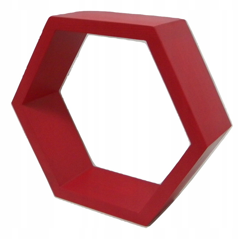 PÓŁKA PLASTER MIODU HEXAGON CZERWONA DREWNO SOSNA Materiał drewno