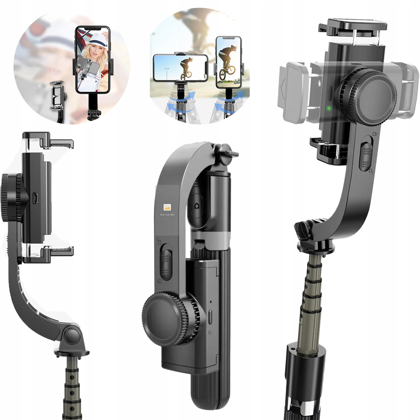 Ruční stabilizátor Gimbal 1-osý s selfie tyčí a dálkovým ovládáním Bluetooth 3v1