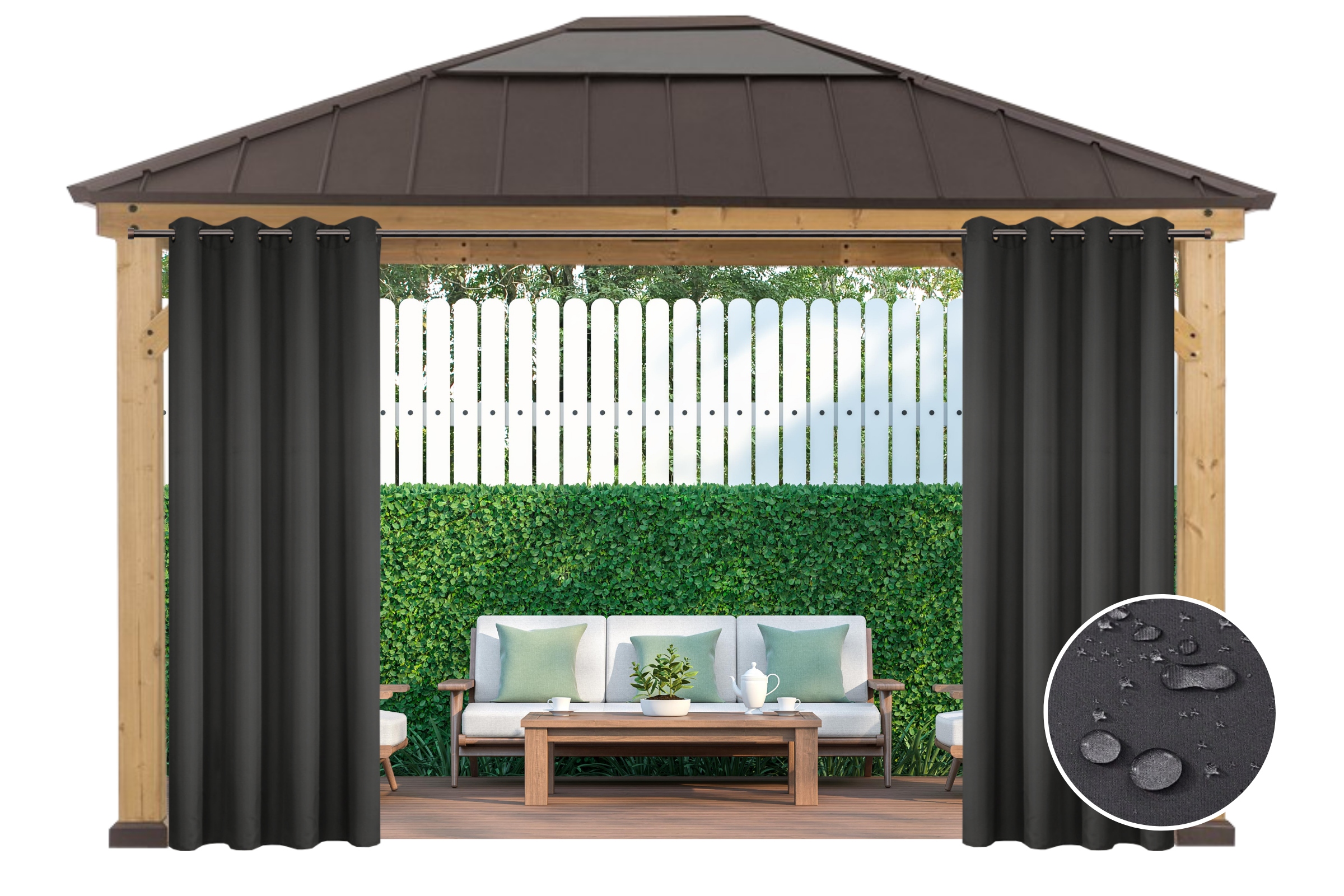 ZASŁONY WODOODPORNE 155x200 WODOSZCZELNE GRAFITOWE