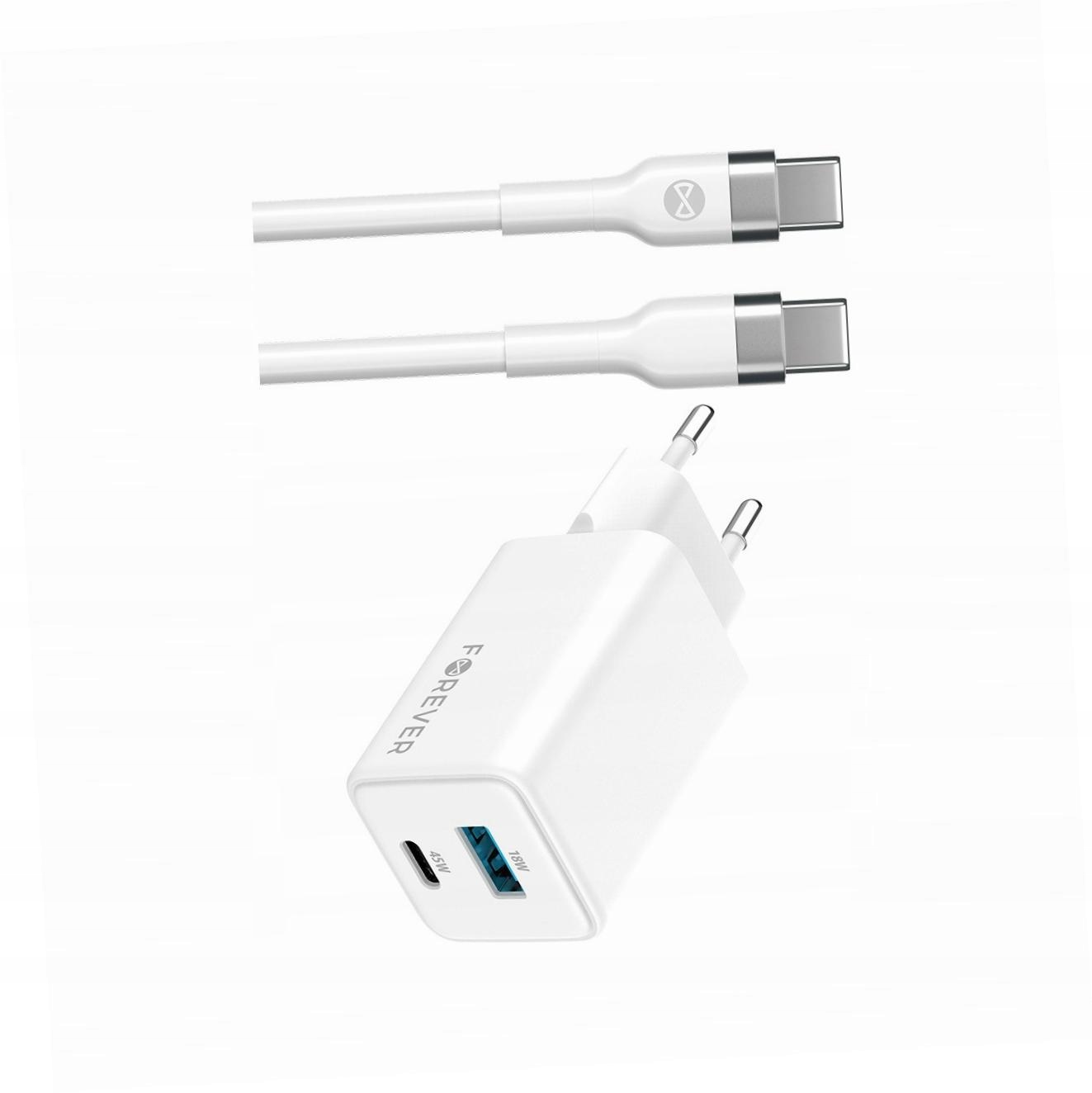 Szybka ładowarka GaN 45W 2 wejścia Usb i Usb-c z kablem do Realme 12 5G