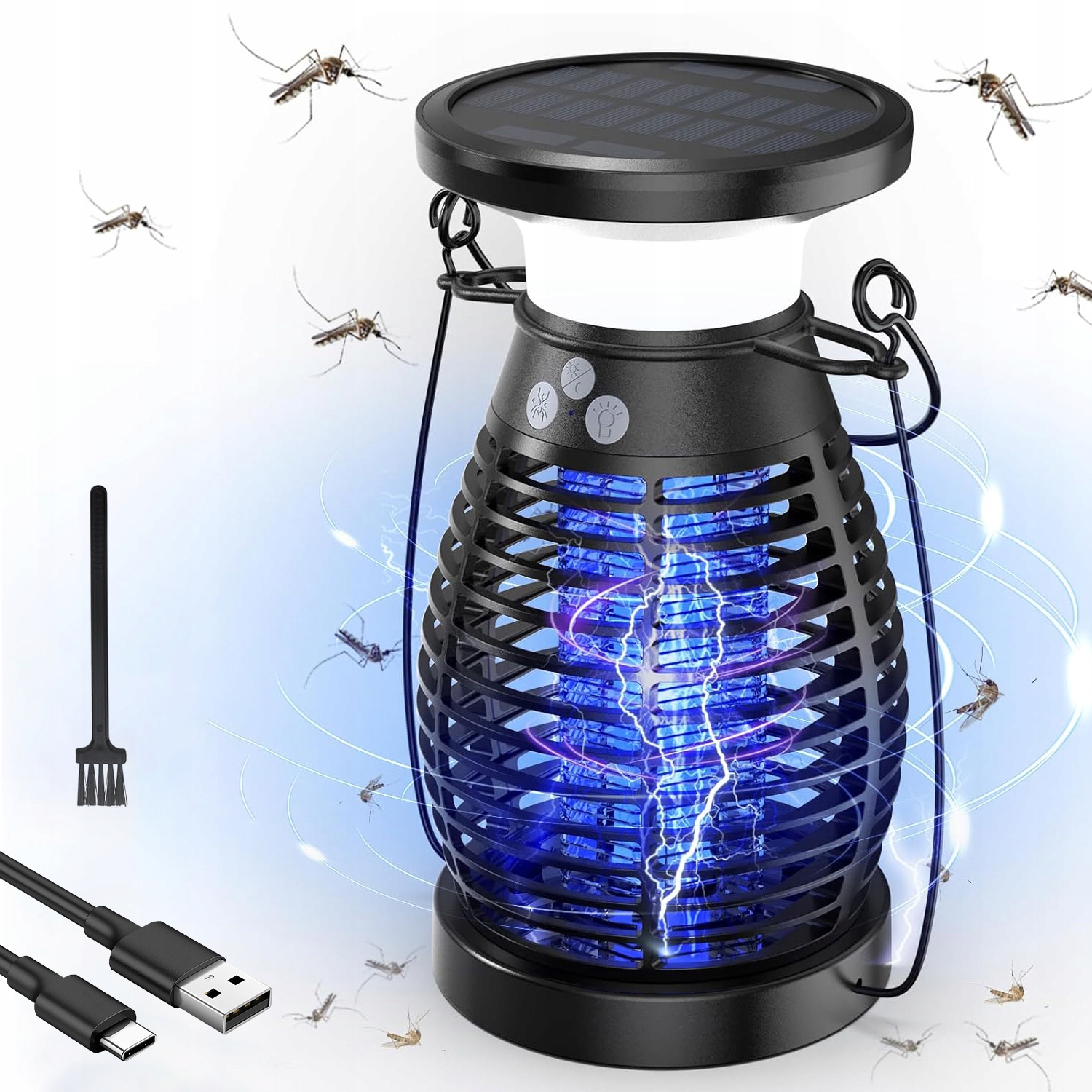 Lampa Proti Komárům Se 3 Režimy Nabíjení Přes Usb A Solárním Nabíjením