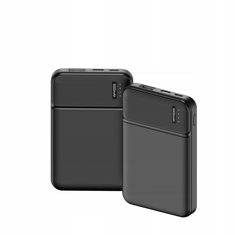 MAŁY SZYBKI POWERBANK 5000 mAh Quick Charge GRATIS Złącza USB typ A USB typ C microUSB