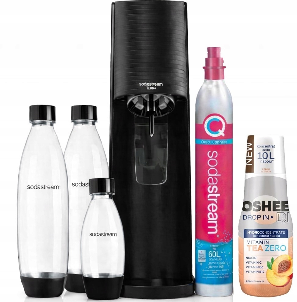 Saturátor na perlivú vodu SodaStream Terra čierny 3 fľaše plyn Syrop
