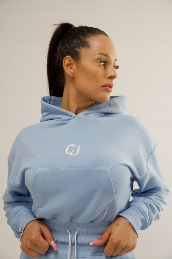 Mikina s kapucí Cj Wear modrá bavlna s výšivkou velikost S Pro Páry