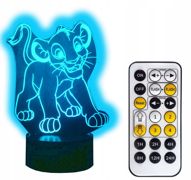 

Lampka 3D Led bajka Król Lew Simba