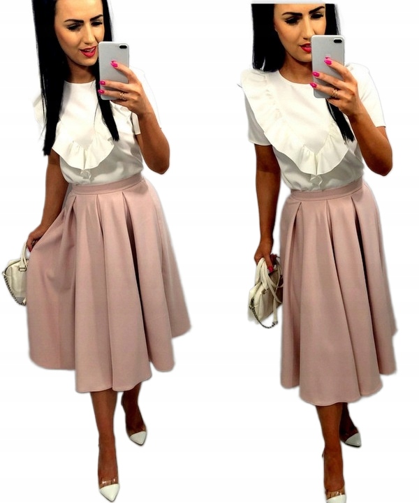 Sukně prošívaná midi Kontrafałdy Růžová M