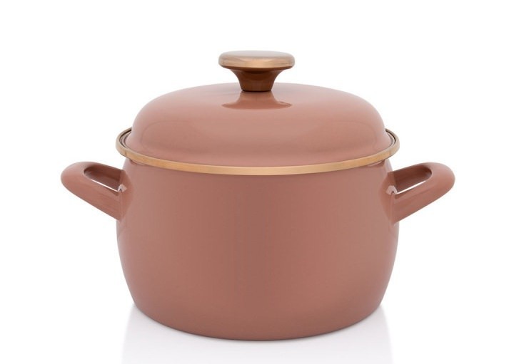 Garnek emaliowany z emaliowaną pokrywką 20 cm, 4,2 l, beżowy, Mokka