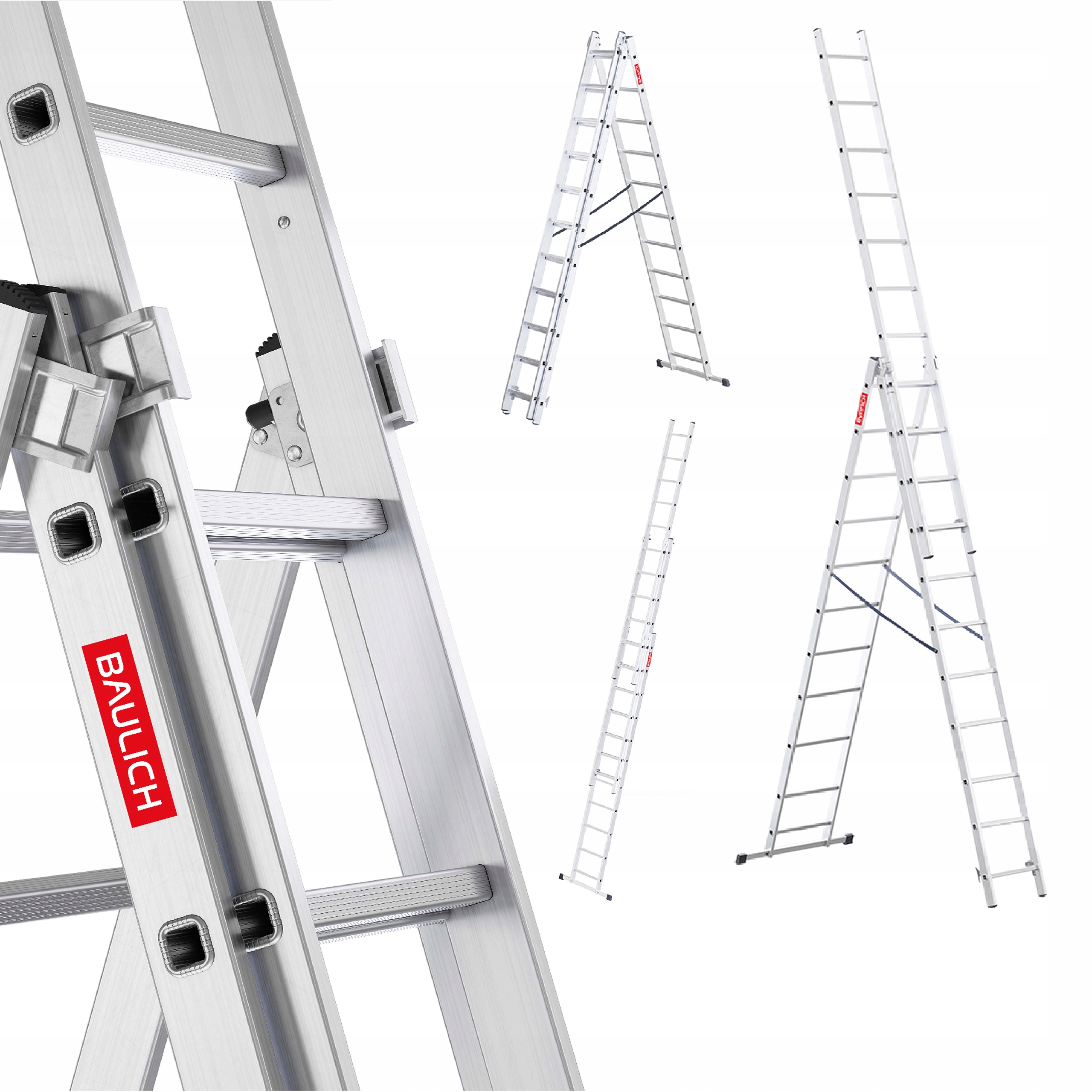 Žebřík 3x11, víceúčelový, univerzální, 150 kg Baulich, hák Bonus