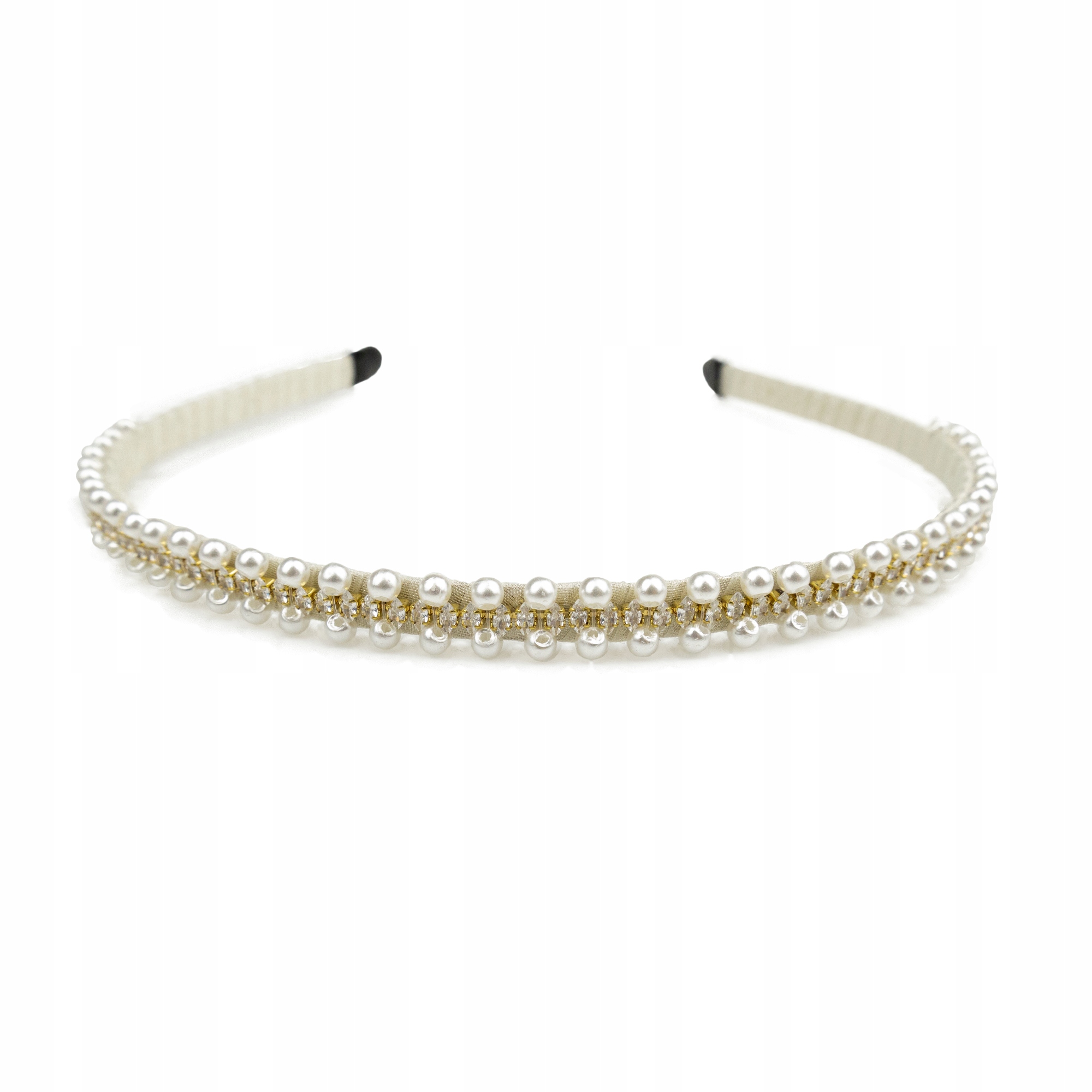 

Opaska cienka uniwersalna z cyrkoniami i perełkami