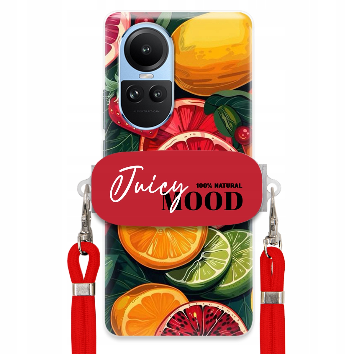 Puzdro pre Oppo Reno 10 Pro 5G Červené vodítko držiak Fruit Ovocie Juice Mood