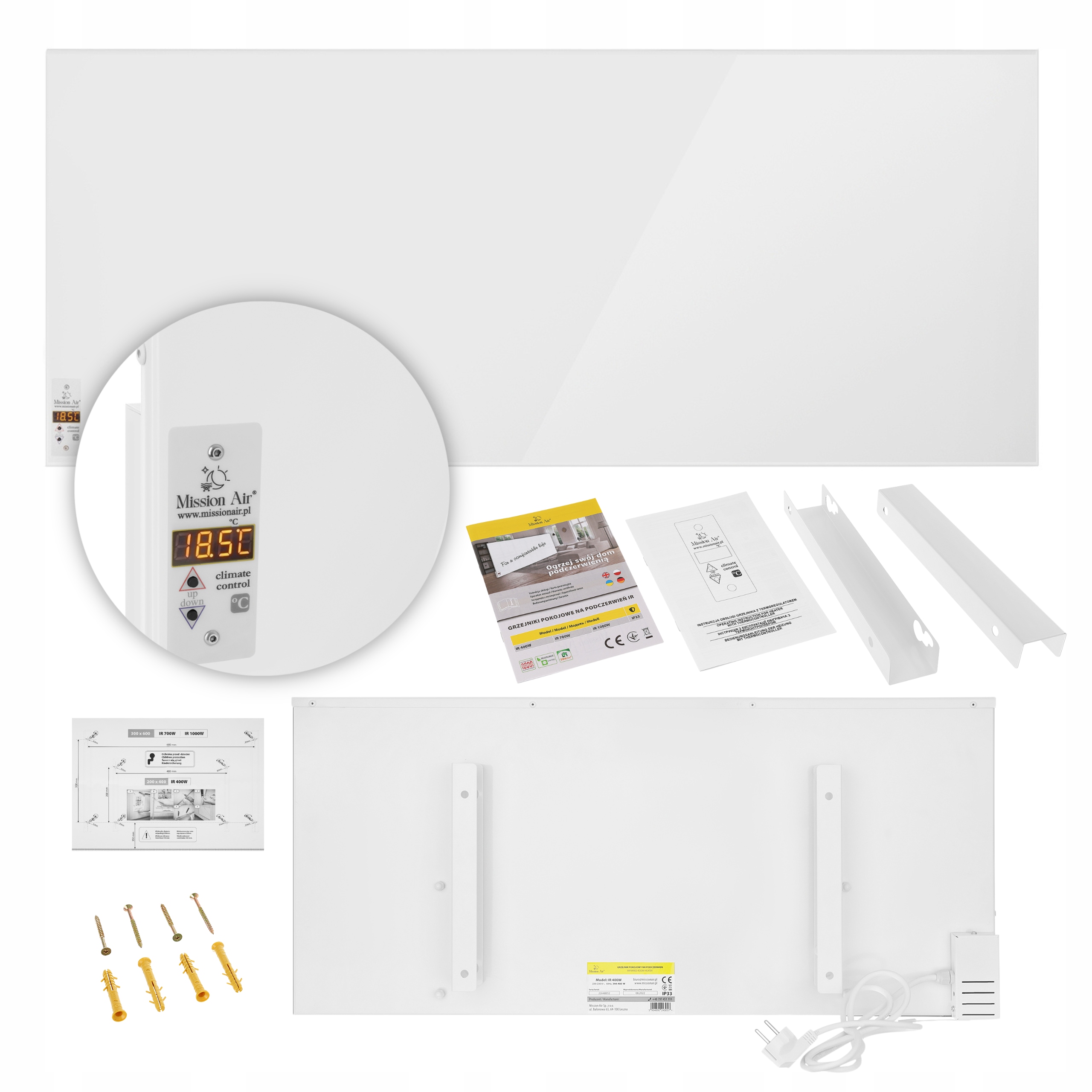 Grzejnik na podczerwień PROMIENNIK panel IR 1000W