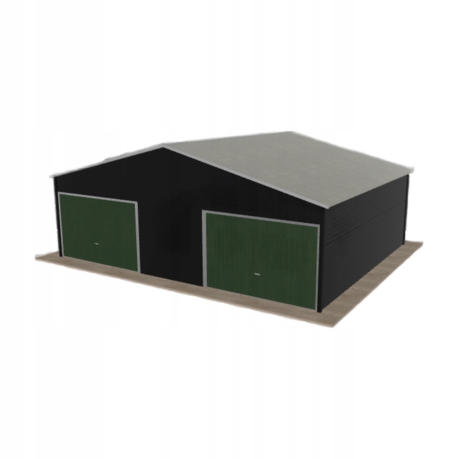 Plechová garáž 8x6.5 m dvoupolohová, dvoupolohová, černá