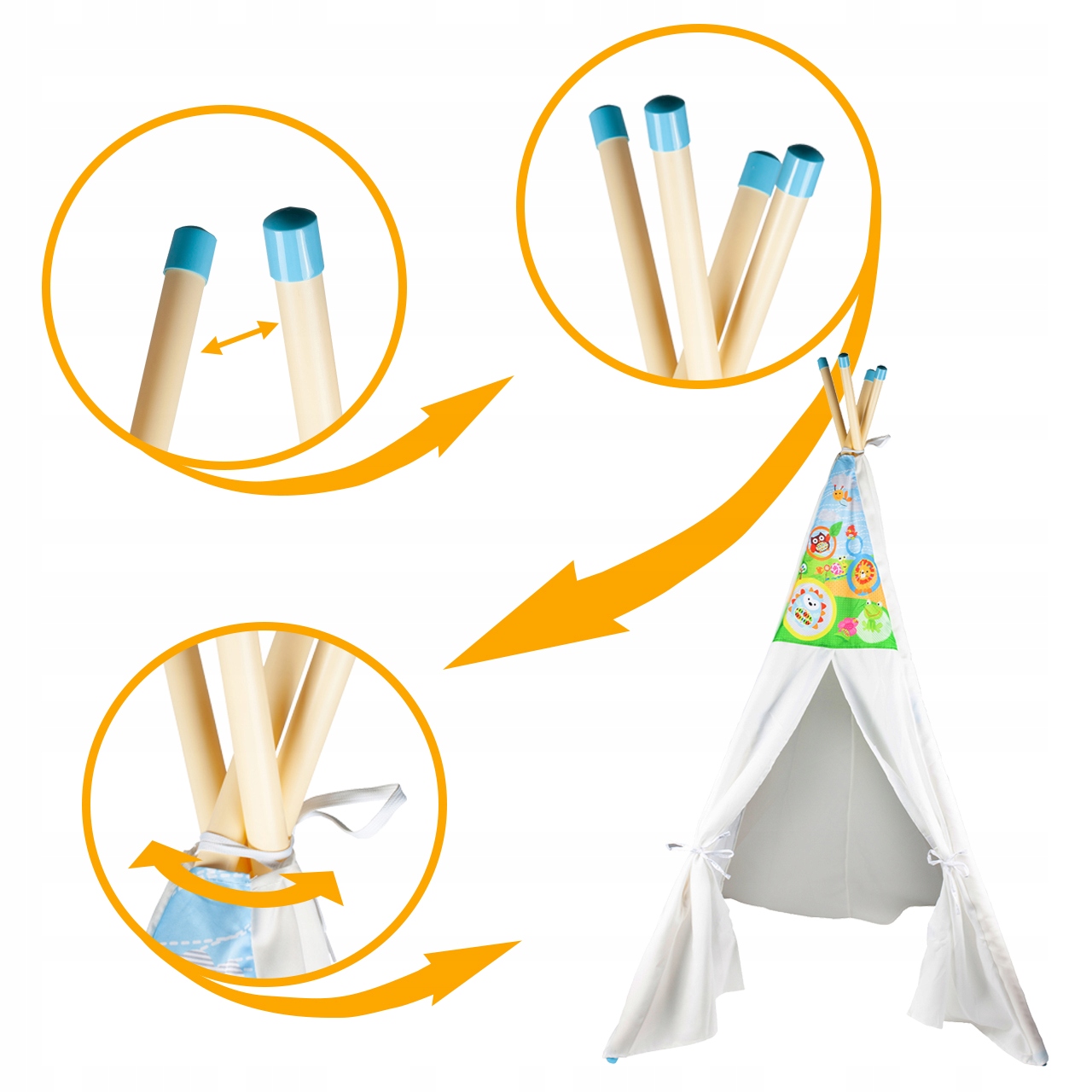 TIPI NAMIOT DOMEK DLA DZIECI ZAMYKANY WIGWAM DO ZABAWY DOMU OGRODU Rodzaj iglo, wigwam