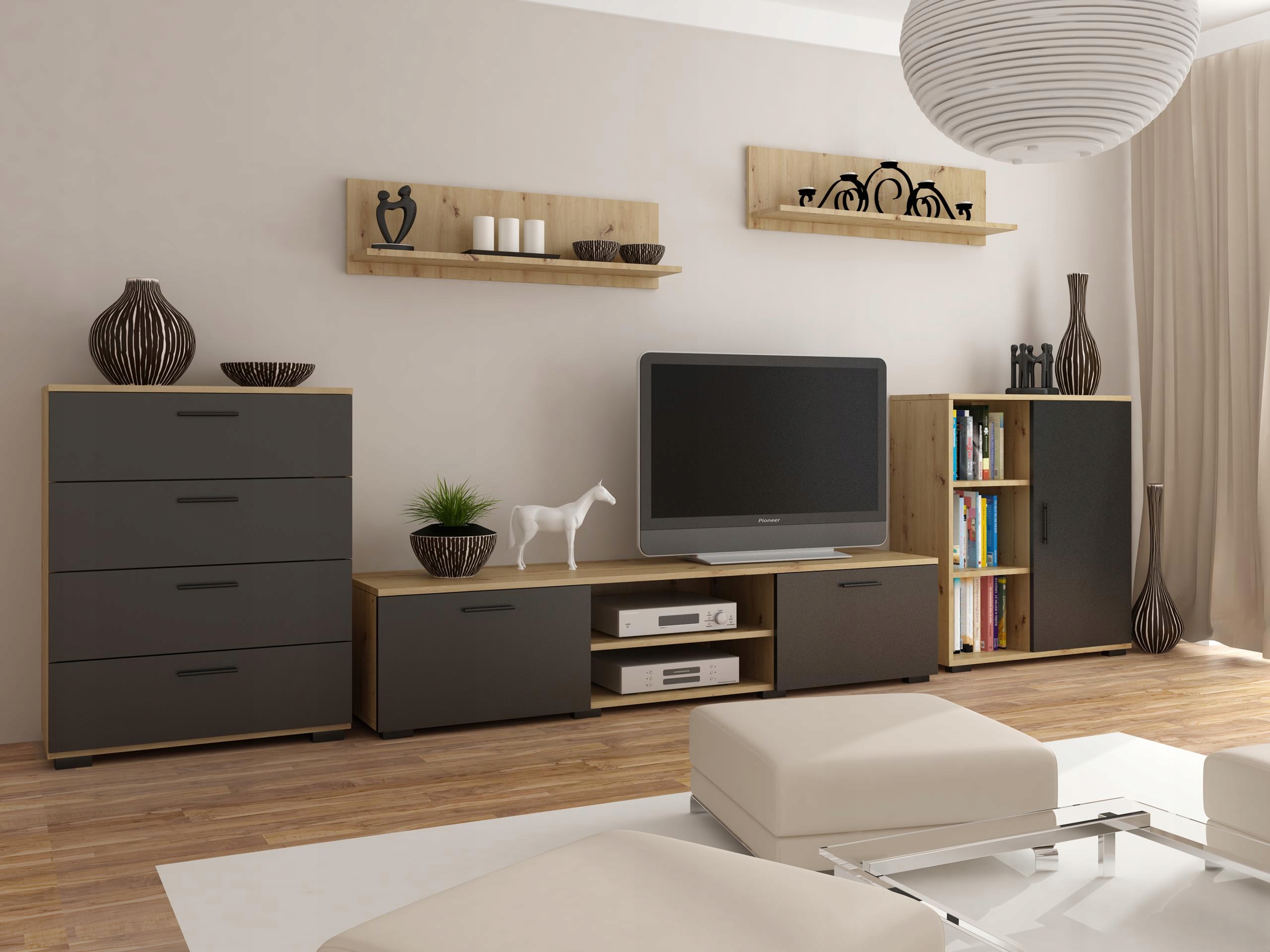 Obývacia Stena Chopin 2 artisan-čierna komoda Rtv Per