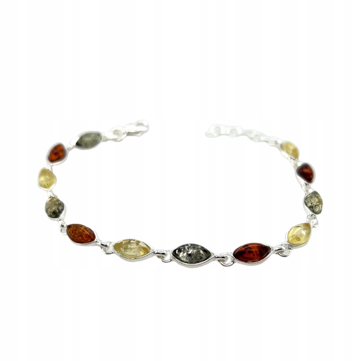 Stříbrný náramek s baltským jantarem stříbro 925 jemný barevný
