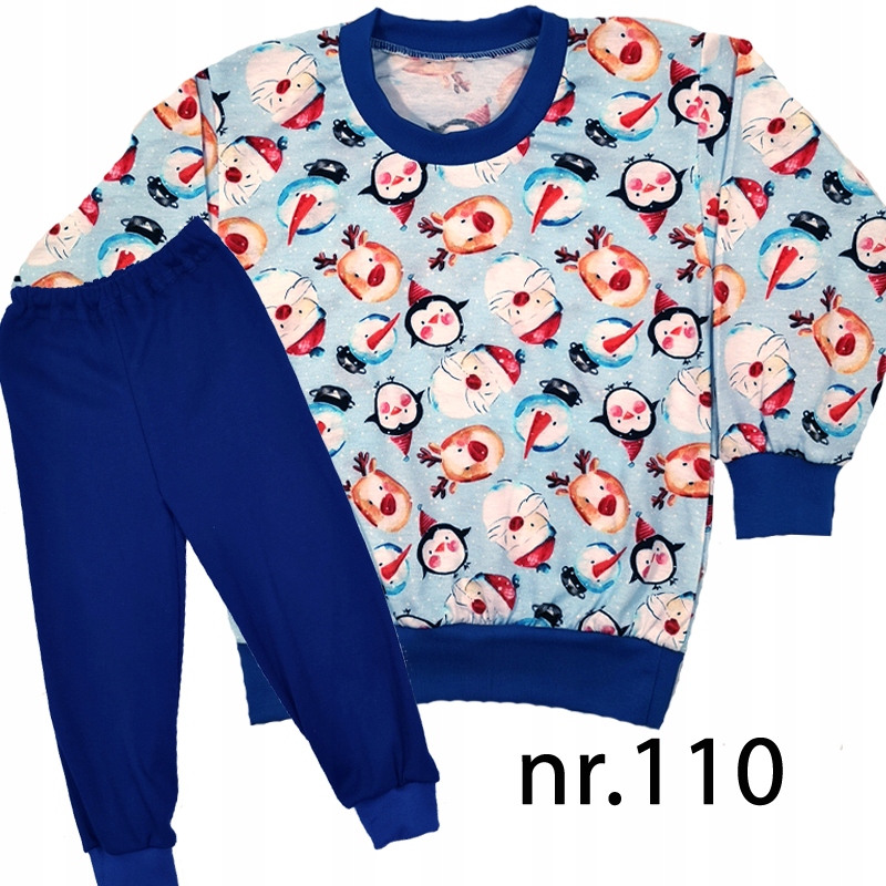 Piżamki Długi Rękaw 100% bawełna POLSKIE 128 cm Zapięcie brak