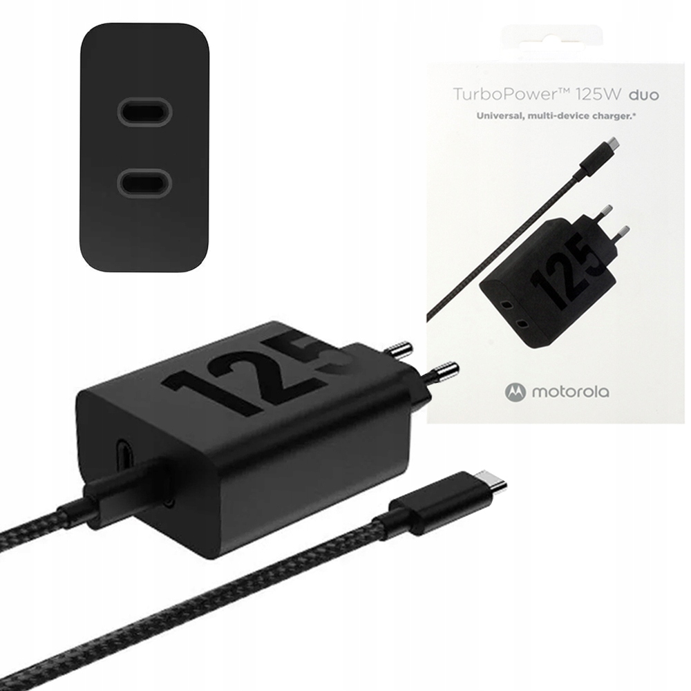 Originální Rychlá nabíječka Motorola Turbopower 125W 2 porty Usb-c kabel