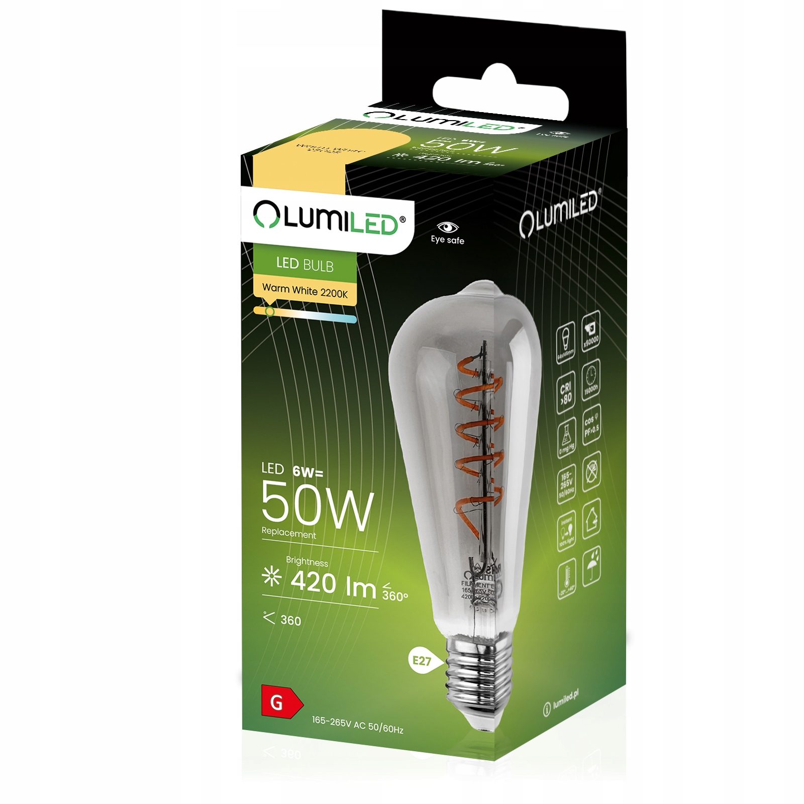 Żarówka LED E27 FILAMENT 6W Ozdobna ST64 Edison Kod producenta LEDZARMI870