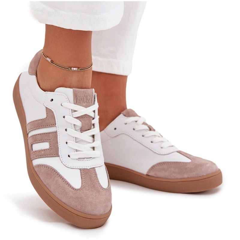 Dámské Tenisky Z Přírodní Kůže Nízké Vinceza 79557 Bílo-béžové 37