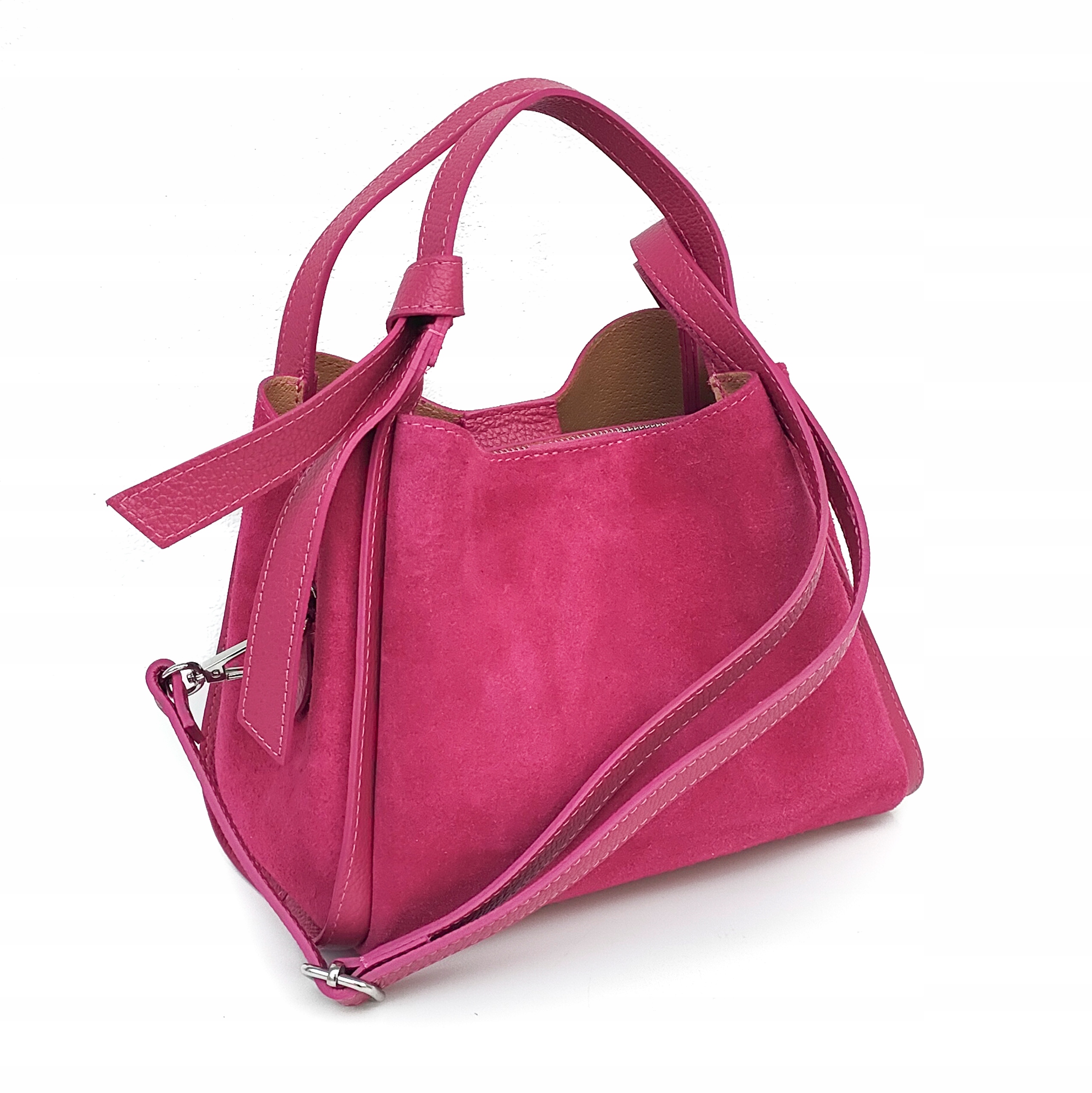 Semišový kufřík vera pelle fuchsiový